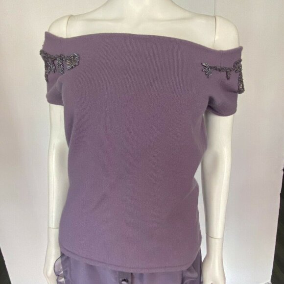 Heidi Weisel Purple Cashmere Silk Skirt and Top - Picture 2 of 12